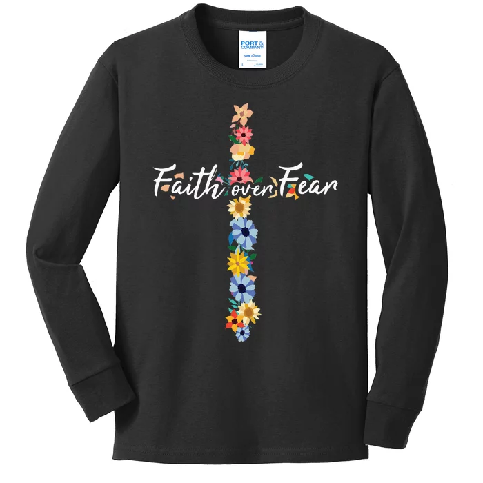 Prayer Bible Verse Religious Jesus Faith Over Fear Kids Long Sleeve Shirt