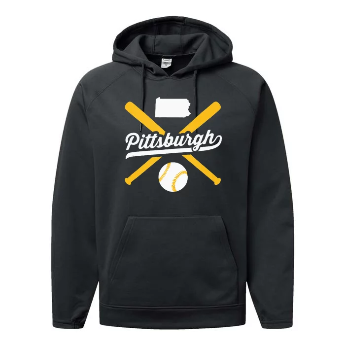 Pittsburgh Baseball Vintage Pennsylvania State Love City Drk Performance Fleece Hoodie