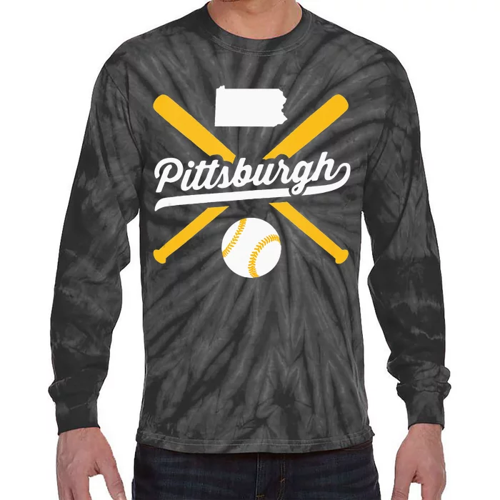 Pittsburgh Baseball Vintage Pennsylvania State Love City Drk Tie-Dye Long Sleeve Shirt