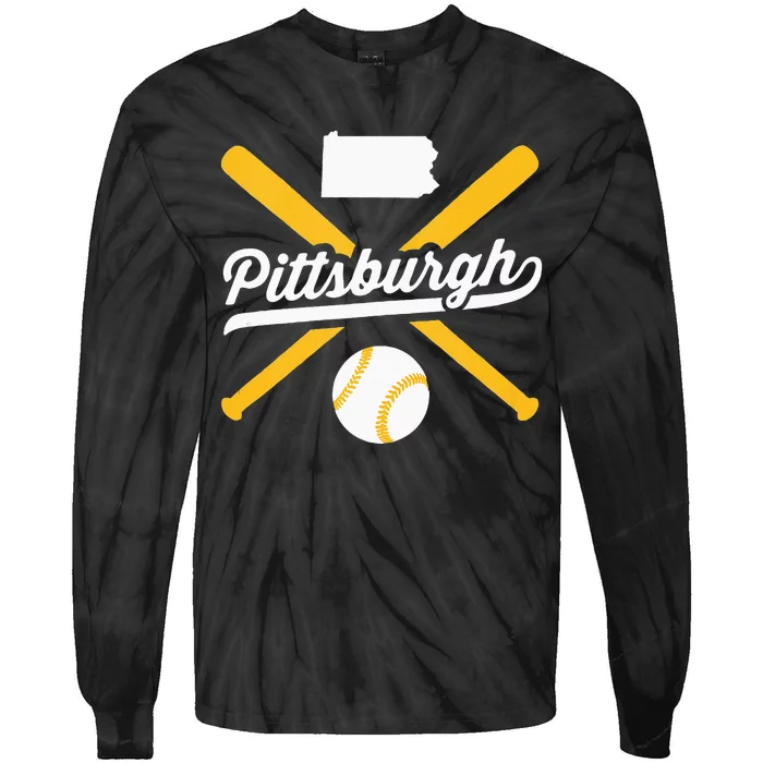 Pittsburgh Baseball Vintage Pennsylvania State Love City Drk Tie-Dye Long Sleeve Shirt