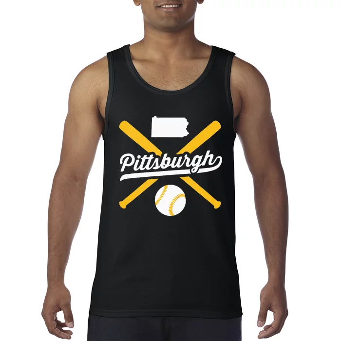 Pittsburgh Baseball Vintage Pennsylvania State Love City Drk Tank Top