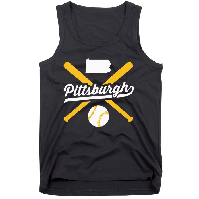 Pittsburgh Baseball Vintage Pennsylvania State Love City Drk Tank Top