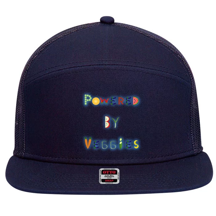 Powered By Veggies Meaningful Gift 7 Panel Mesh Trucker Snapback Hat