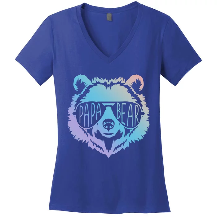 Papa Bear Vintage Graphic Gift Women's V-Neck T-Shirt