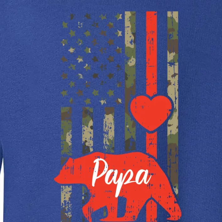 Papa Bear Valentines Day American Flag Camo Family Matching Funny Gift Toddler Sweatshirt