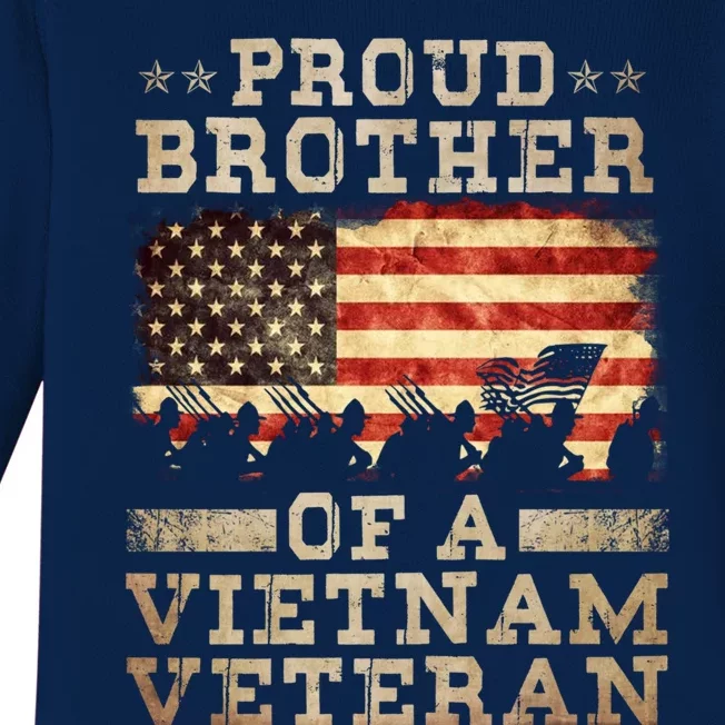 Proud Brother Vietnam War Veteran For Matching With Dad Vet Gift Baby Long Sleeve Bodysuit