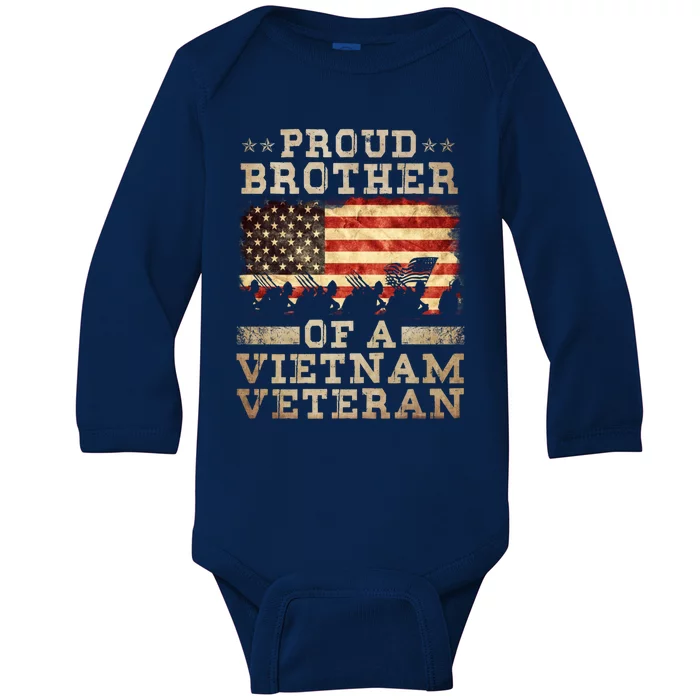 Proud Brother Vietnam War Veteran For Matching With Dad Vet Gift Baby Long Sleeve Bodysuit