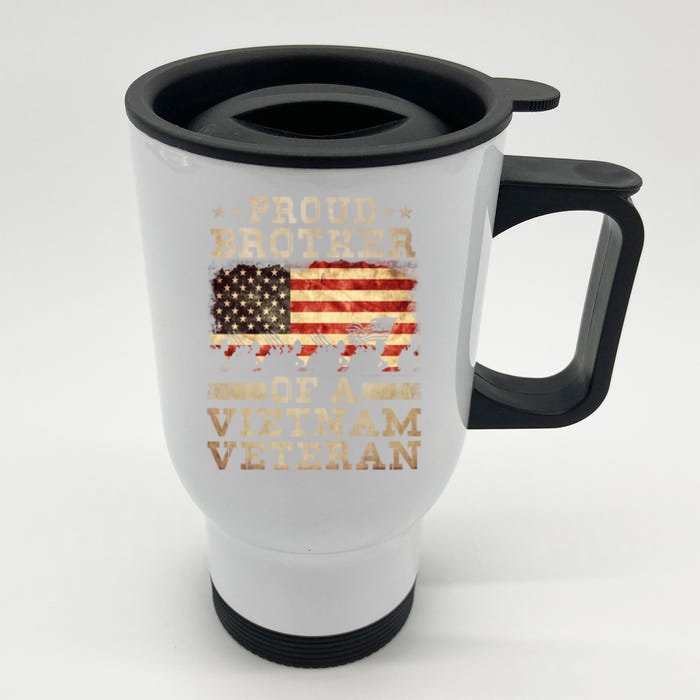 Proud Brother Vietnam War Veteran For Matching With Dad Vet Gift Front & Back Stainless Steel Travel Mug