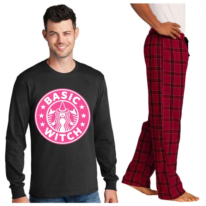 Pink Basic Witch Bitch Funny Pumpkin Coffee Gift Long Sleeve Pajama Set