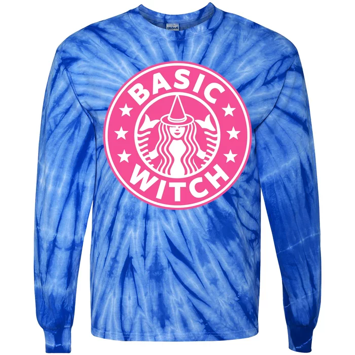 Pink Basic Witch Bitch Funny Pumpkin Coffee Gift Tie-Dye Long Sleeve Shirt