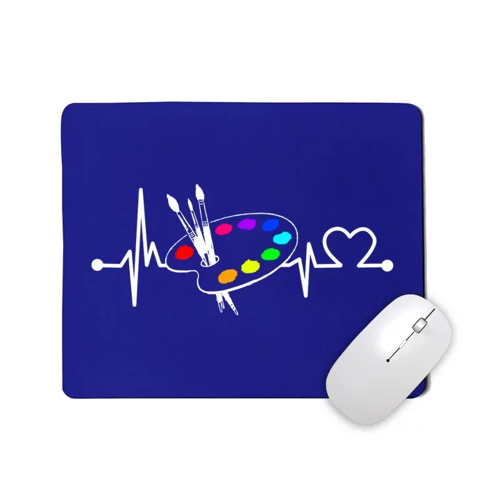 Paint Brush With Palette Heartbeat Funny Artist/painter/art Cool Gift Mousepad