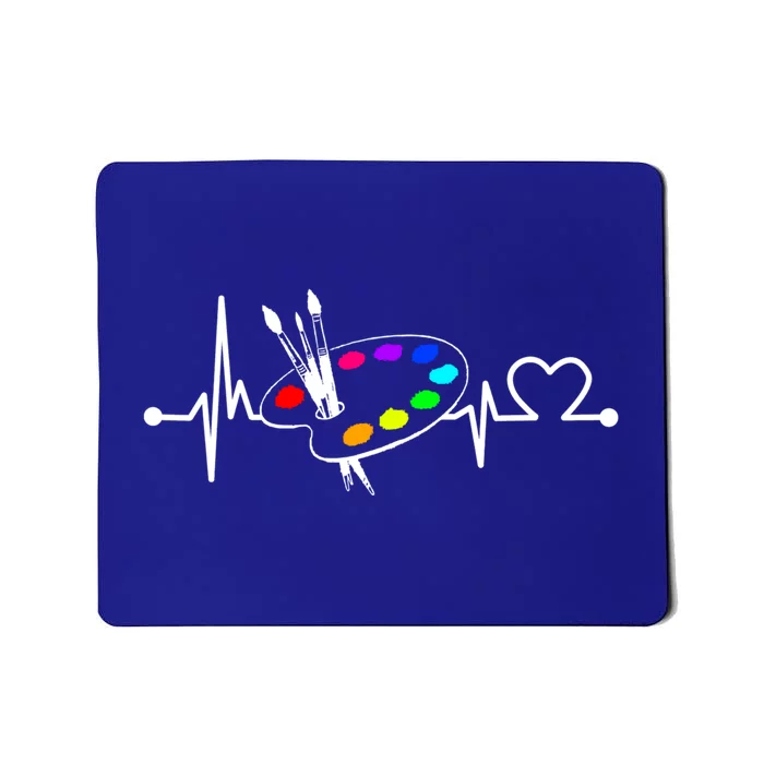 Paint Brush With Palette Heartbeat Funny Artist/painter/art Cool Gift Mousepad