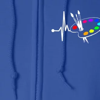 Paint Brush With Palette Heartbeat Funny Artist/painter/art Cool Gift Full Zip Hoodie