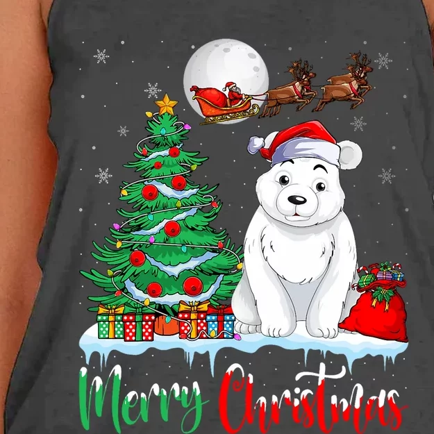 Polar Bear Wearing Santa Hat Xmas Merry Christmas Polar Bear Women's Knotted Racerback Tank