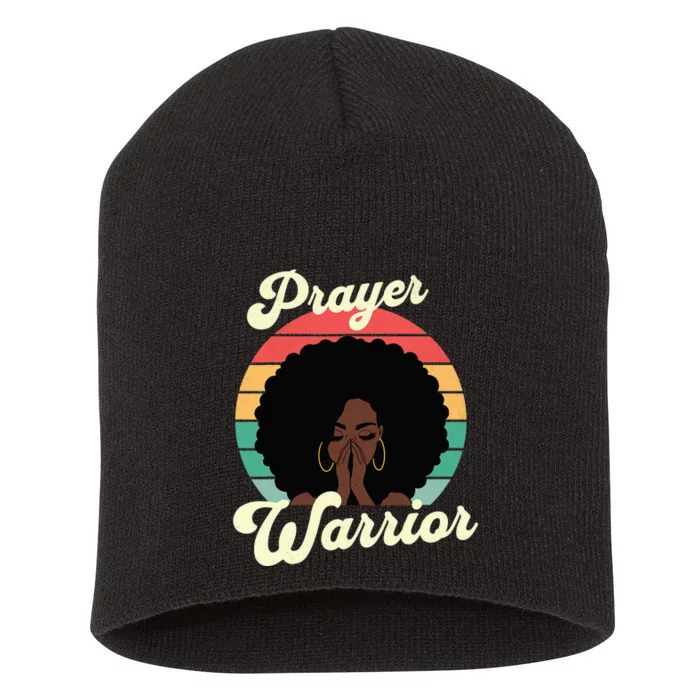 Praying Black Woman Afro Christian Sayings Prayer Short Acrylic Beanie