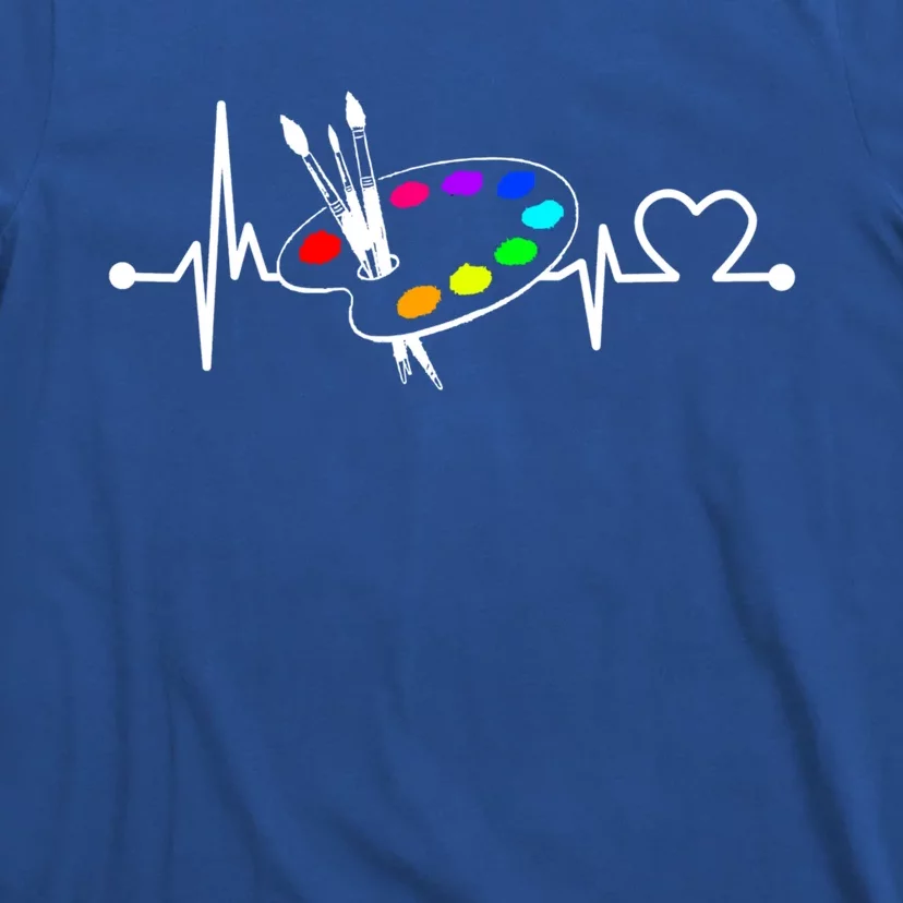 Paint Brush With Palette Heartbeat Funny Artist/painter/art Gift T-Shirt