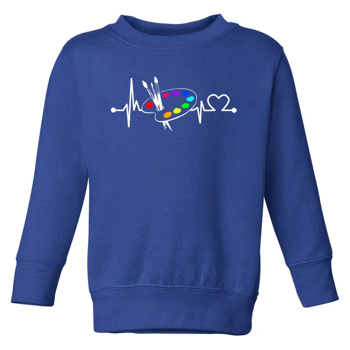 Paint Brush With Palette Heartbeat Funny Artist/painter/art Gift Toddler Sweatshirt