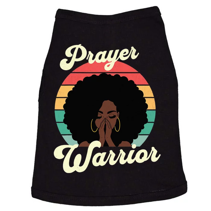 Praying Black Woman Afro Christian Sayings Prayer Warrior Doggie Tank