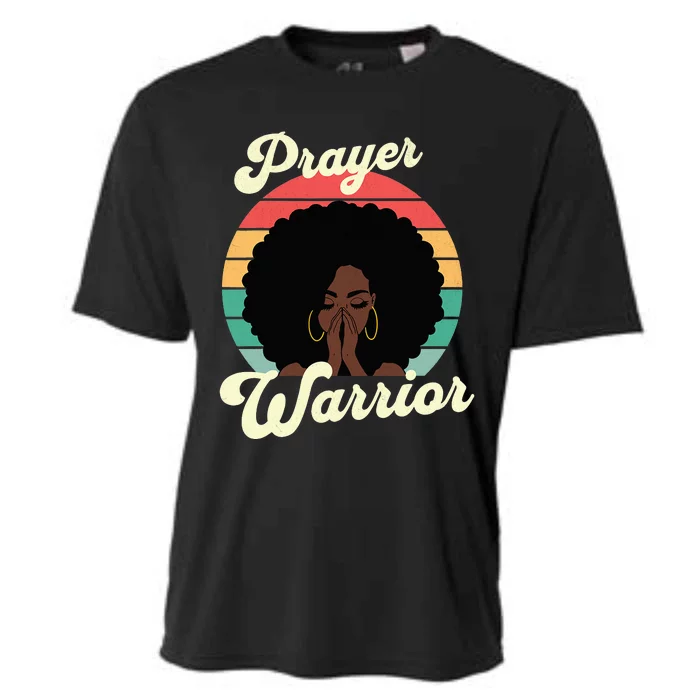 Praying Black Woman Afro Christian Sayings Prayer Warrior Cooling Performance Crew T-Shirt