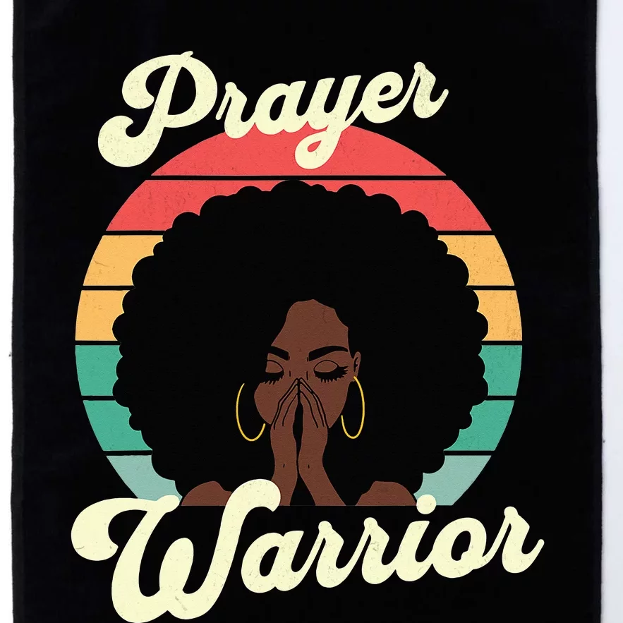 Praying Black Woman Afro Christian Sayings Prayer Warrior Platinum Collection Golf Towel