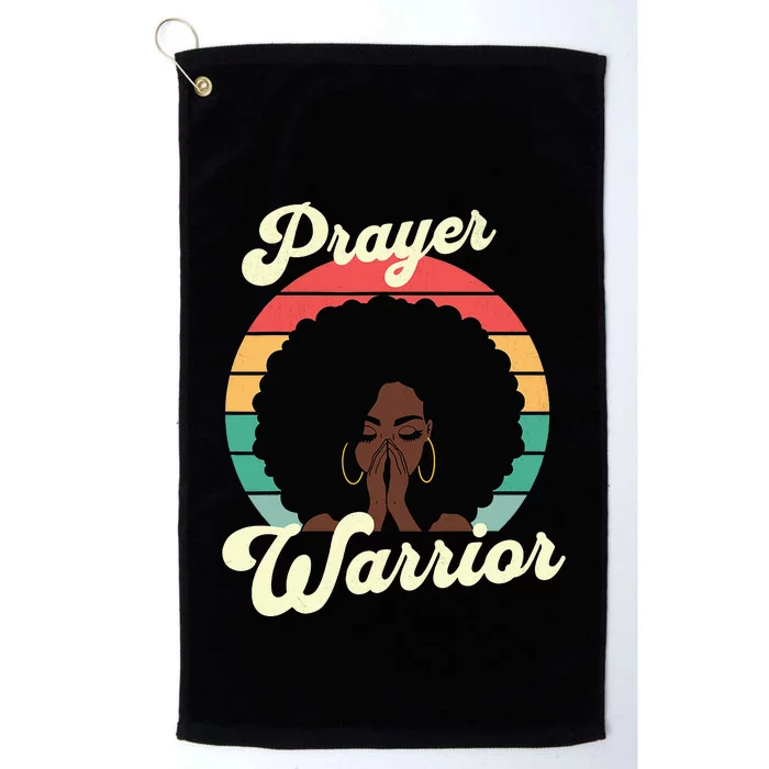 Praying Black Woman Afro Christian Sayings Prayer Warrior Platinum Collection Golf Towel