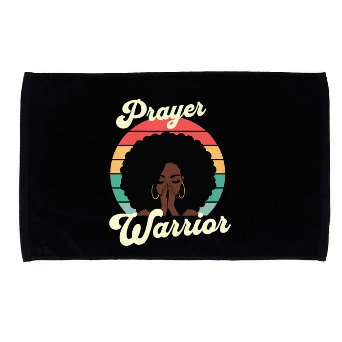 Praying Black Woman Afro Christian Sayings Prayer Warrior Microfiber Hand Towel