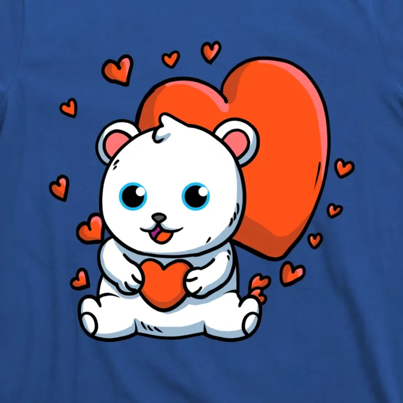 Polar Bear With Hearts Polar Bear Lovers Valentine's Day Cute Gift T-Shirt