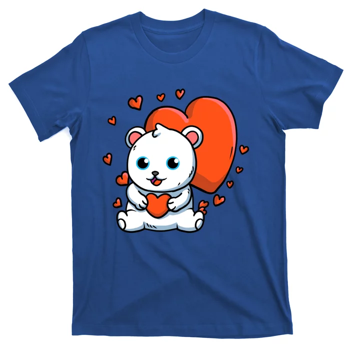 Polar Bear With Hearts Polar Bear Lovers Valentine's Day Cute Gift T-Shirt