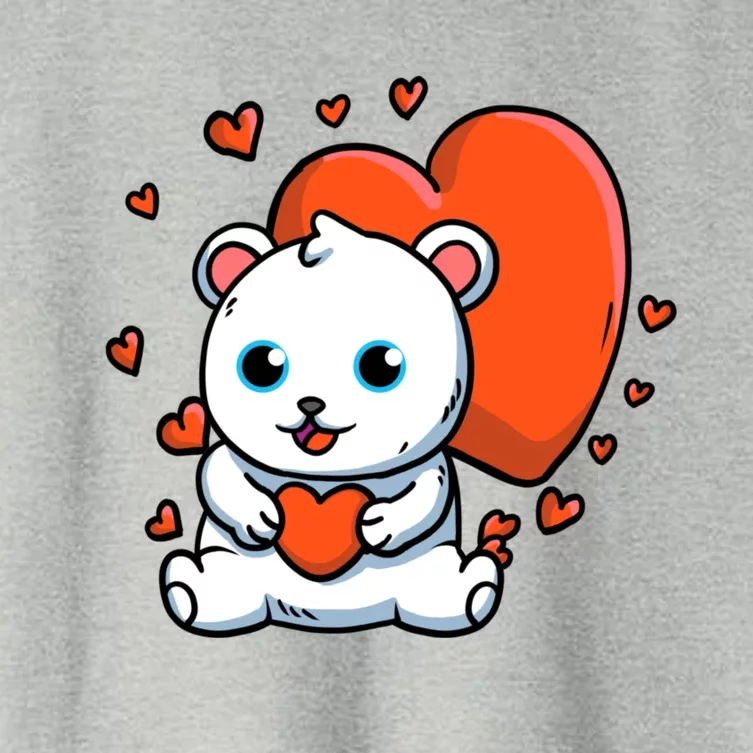 Polar Bear With Hearts Polar Bear Lovers Valentine's Day Cute Gift Women's Crop Top Tee