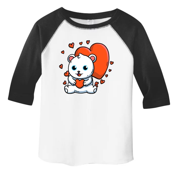 Polar Bear With Hearts Polar Bear Lovers Valentine's Day Cute Gift Toddler Fine Jersey T-Shirt