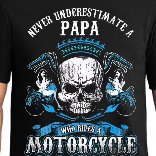 Papa Biker Who Rides A Motorcycle Skull Girl Husband Grandpa Pajama Set