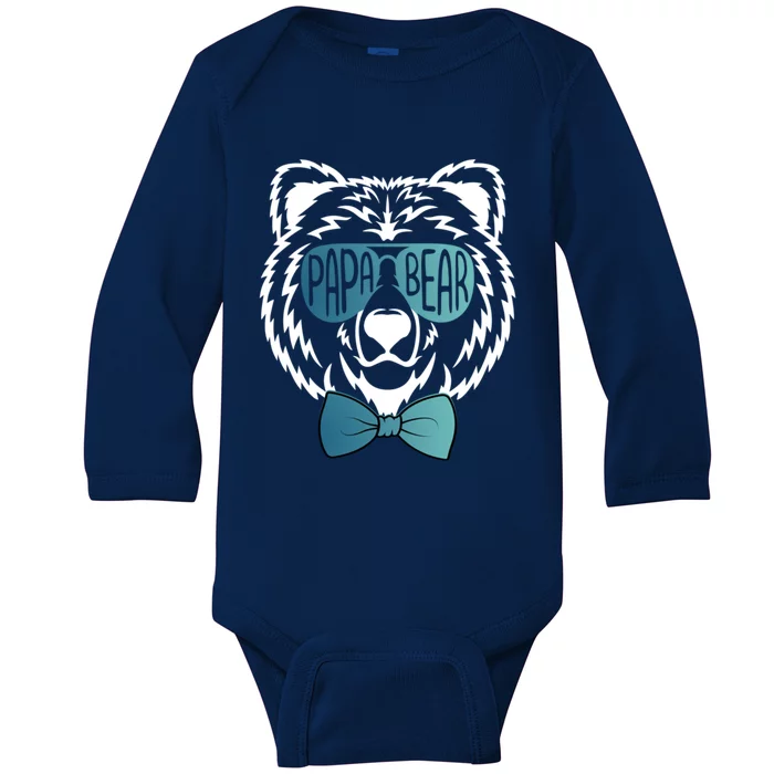 Papa Bear With Sunglasses Fathers Day Gift Baby Long Sleeve Bodysuit