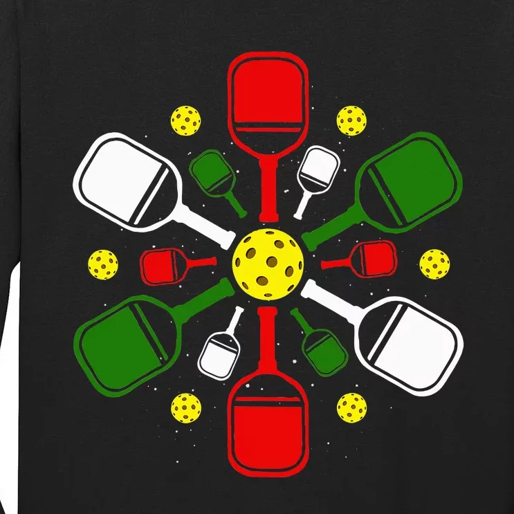 Pickleball Balls With Paddles Snowflake Merry Christmas Xmas Tall Long Sleeve T-Shirt