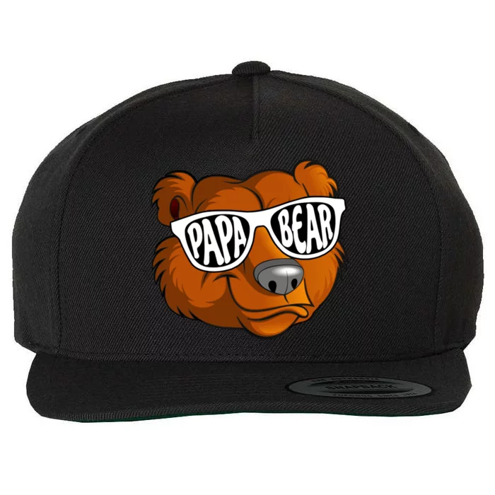 Papa Bear Wearing Sunglasses Gift Wool Snapback Cap