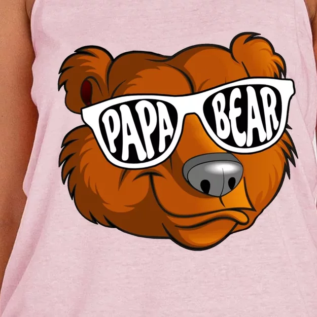 Papa Bear Wearing Sunglasses Gift Women's Knotted Racerback Tank