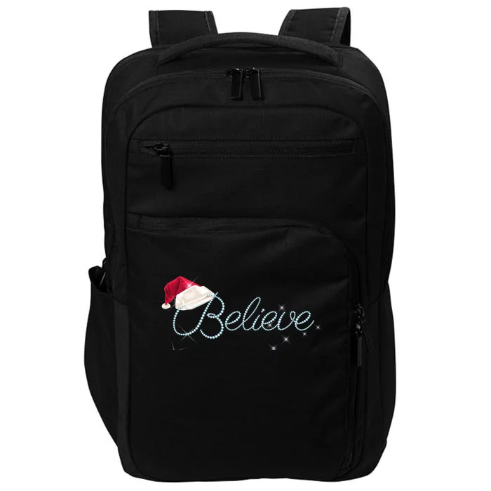 Pretty Believe With Santa Hat Holiday Christmas Gift Impact Tech Backpack