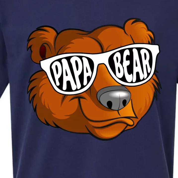 Papa Bear Wearing Sunglasses Funny Gift Sueded Cloud Jersey T-Shirt