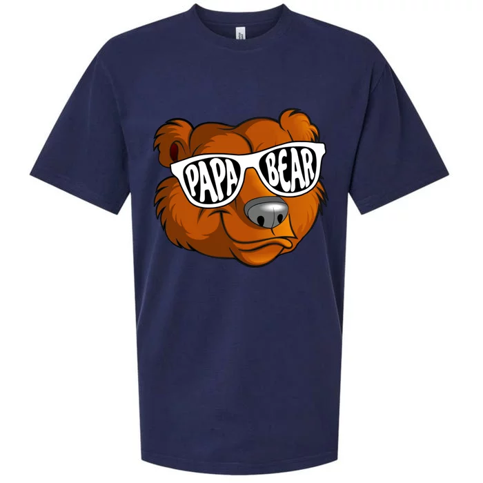 Papa Bear Wearing Sunglasses Funny Gift Sueded Cloud Jersey T-Shirt