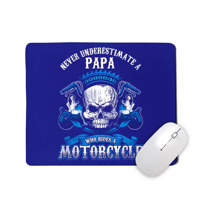 Papa Biker Who Rides A Motorcycle Gift Skull Grandpa Gift Mousepad