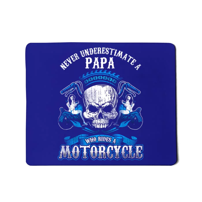 Papa Biker Who Rides A Motorcycle Gift Skull Grandpa Gift Mousepad