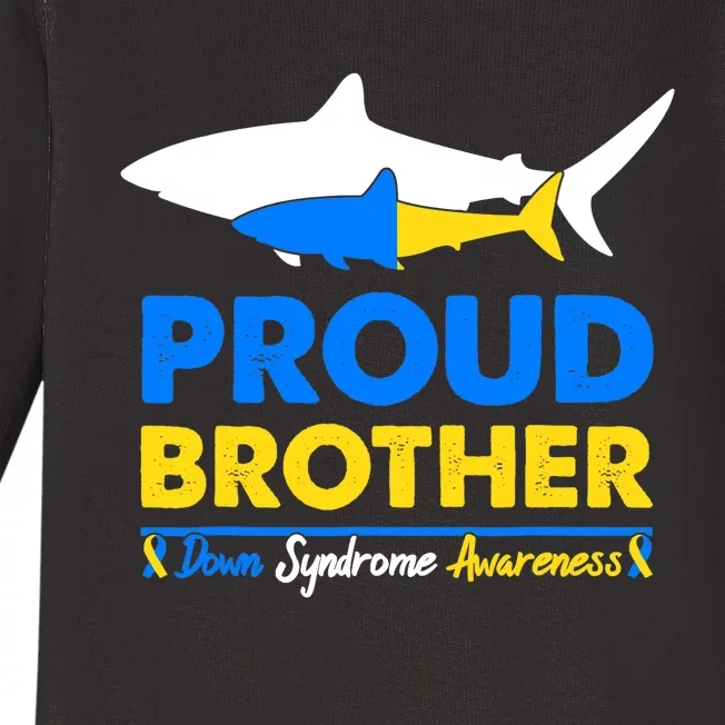 Proud Brother World Down Syndrome Awareness Day Shark T21 Baby Long Sleeve Bodysuit