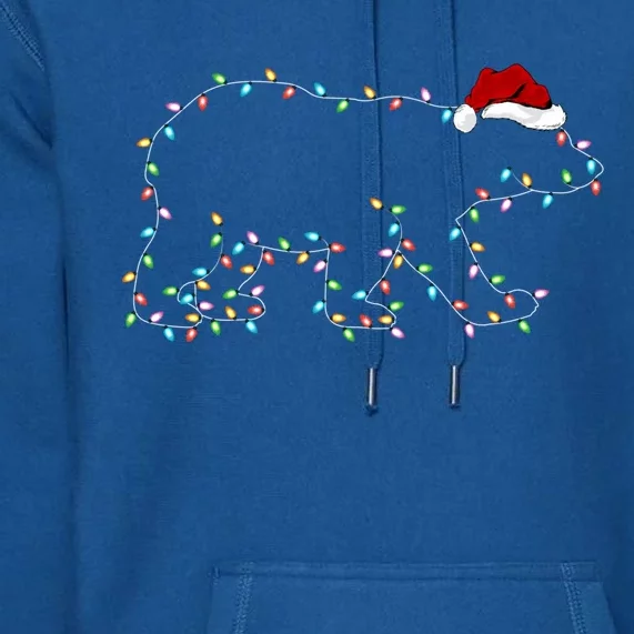 Polar Bear Xmas Lighting Santa Hat Polar Bear Christmas Funny Gift Premium Hoodie