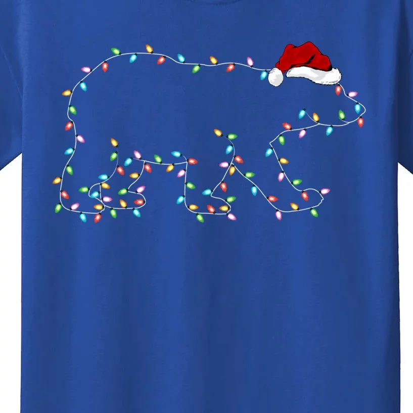 Polar Bear Xmas Lighting Santa Hat Polar Bear Christmas Funny Gift Kids T-Shirt