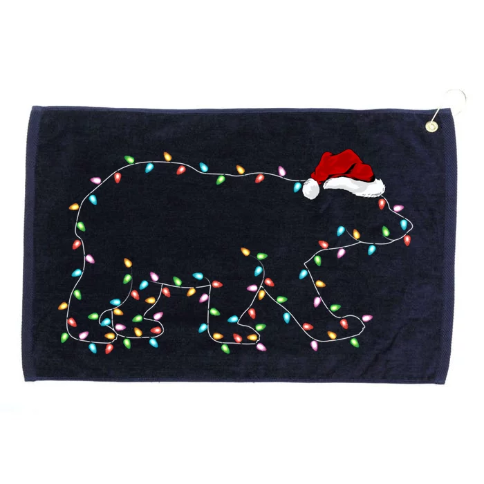 Polar Bear Xmas Lighting Santa Hat Polar Bear Christmas Funny Gift Grommeted Golf Towel