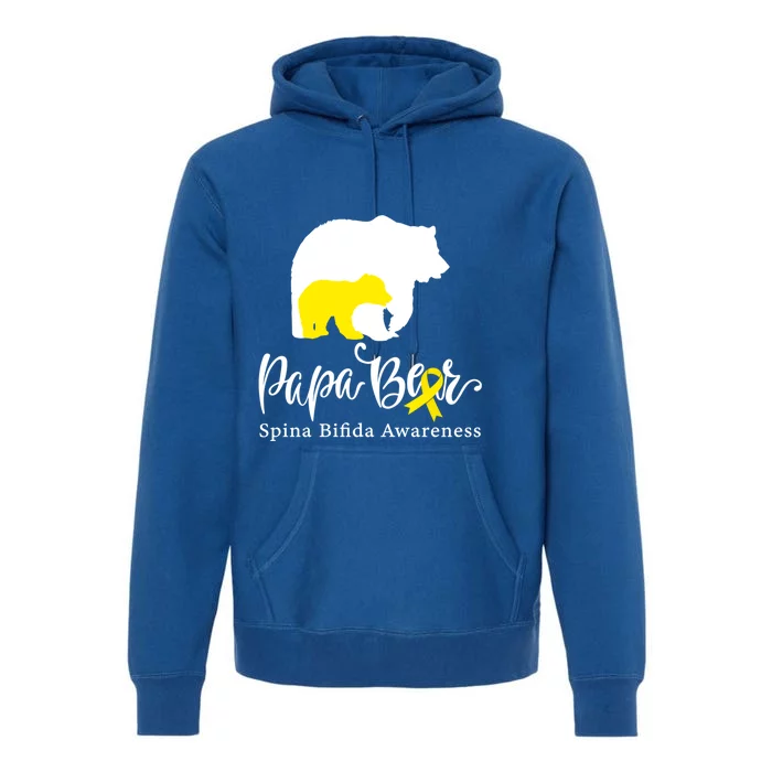 Papa Bear Yellow Ribbon Spina Bifida Awareness For Dad Gift Premium Hoodie