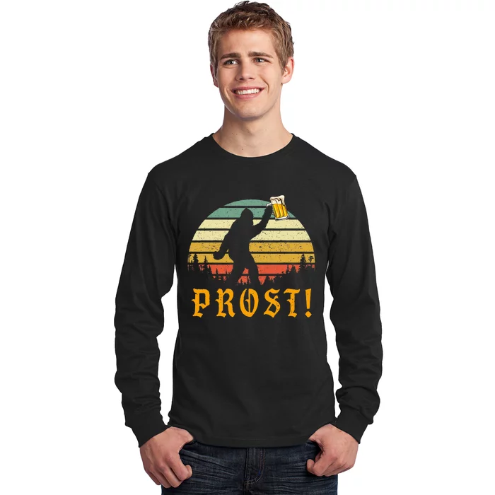 Prost! Bigfoot Yeti Drinking Beer German Oktoberfest Long Sleeve Shirt