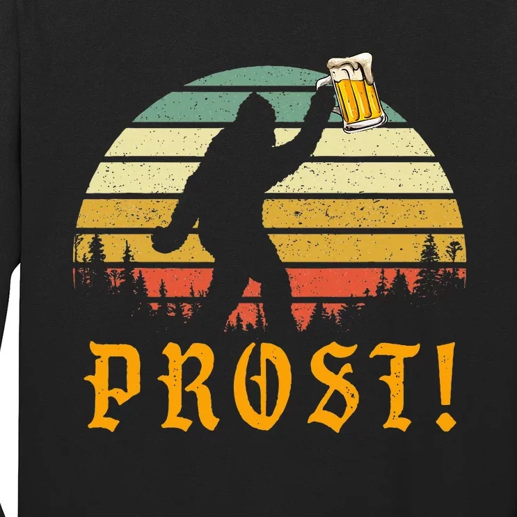 Prost! Bigfoot Yeti Drinking Beer German Oktoberfest Long Sleeve Shirt