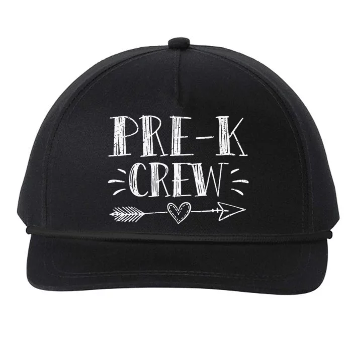 Prek Crew 1st Day Of School Prek Teacher Team Snapback Five-Panel Rope Hat