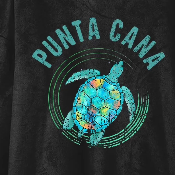 Punta Cana 2024 Beach Design Sea Turtle Illustration Hooded Wearable Blanket