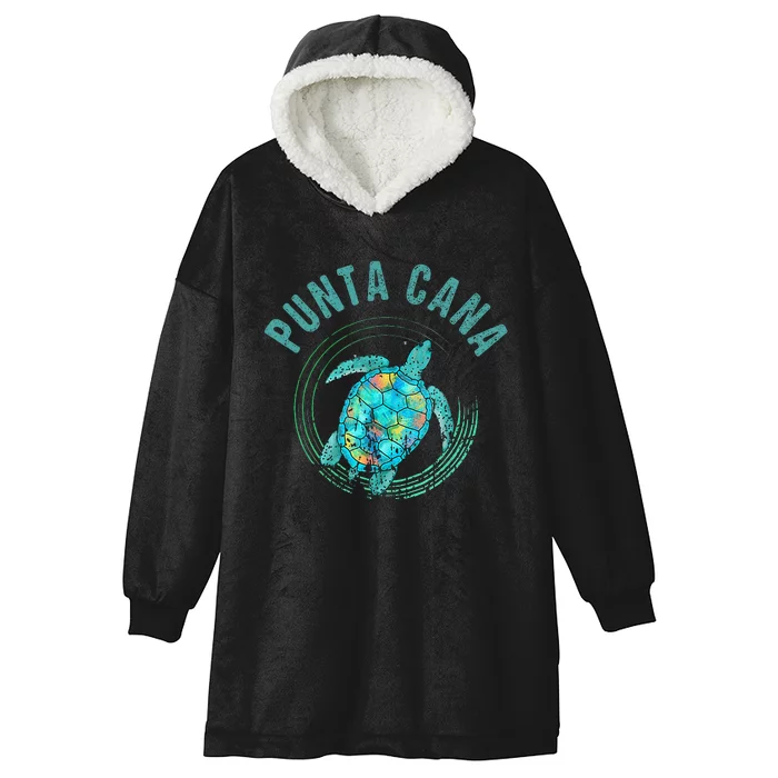 Punta Cana 2024 Beach Design Sea Turtle Illustration Hooded Wearable Blanket